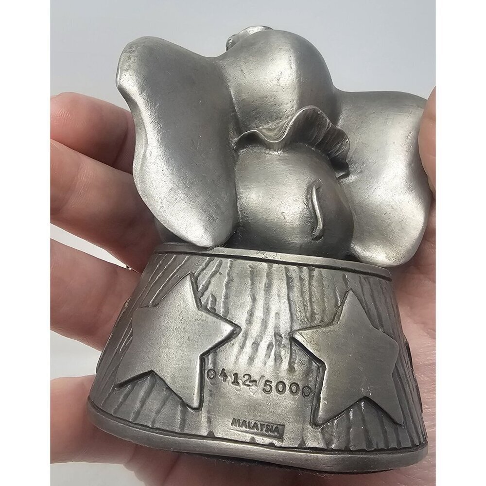 Disney Dumbo Limited Edition Pewter Clock Figure Quartz #412/5000 Malaysia WORKS - Picture 9 of 16